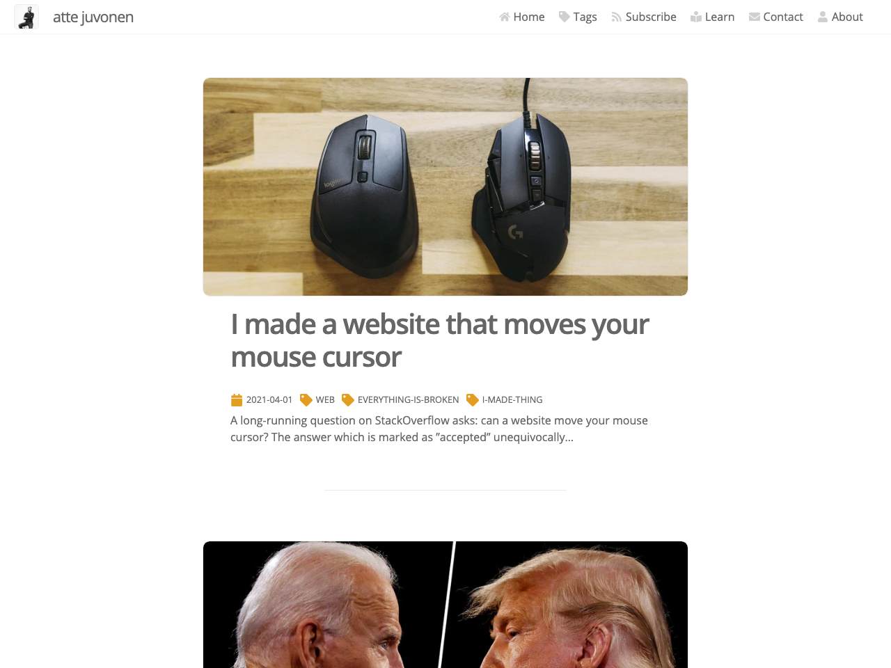 Blog screenshot
